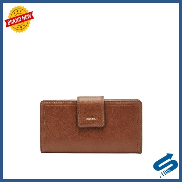 Leather Tab Clutch Wallet with RFID Protection Compact Size